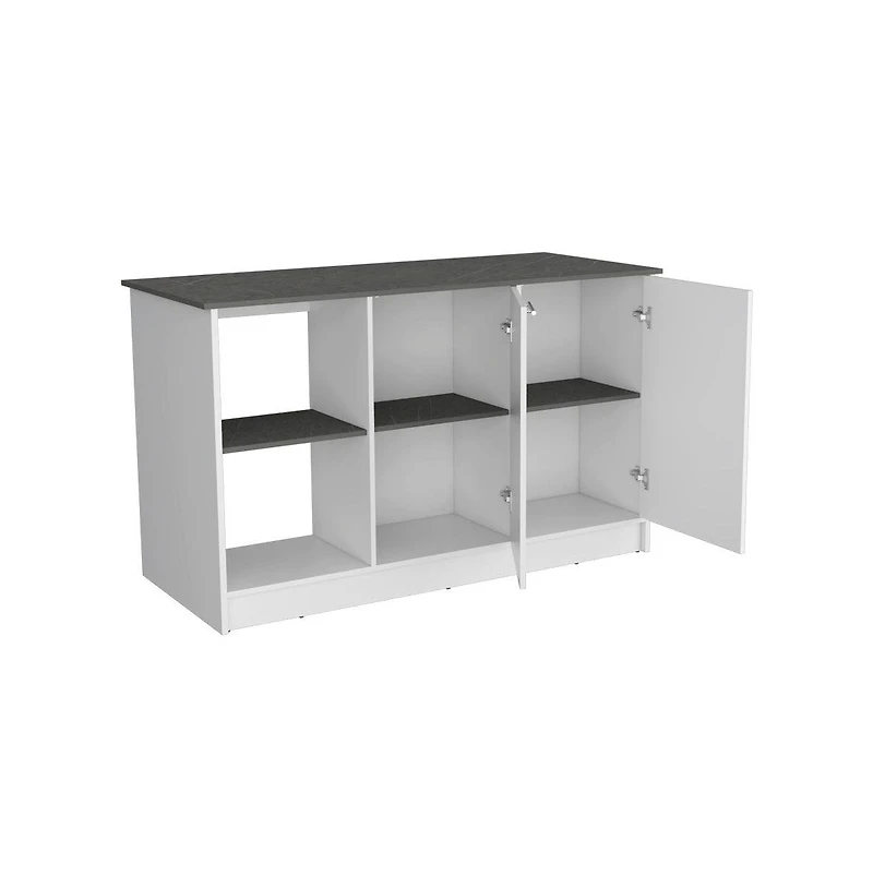 We Have Furniture Kitchen Island Padua, Kitchen, White / Onyx
