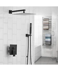 Greenspring Single Handle 2-Spray Square High Pressure Shower Faucet with 16"; Head Polished Chrome (Valve Included)