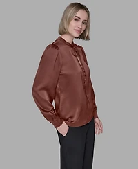 Karl Lagerfeld Paris Women's Tie Neck Top