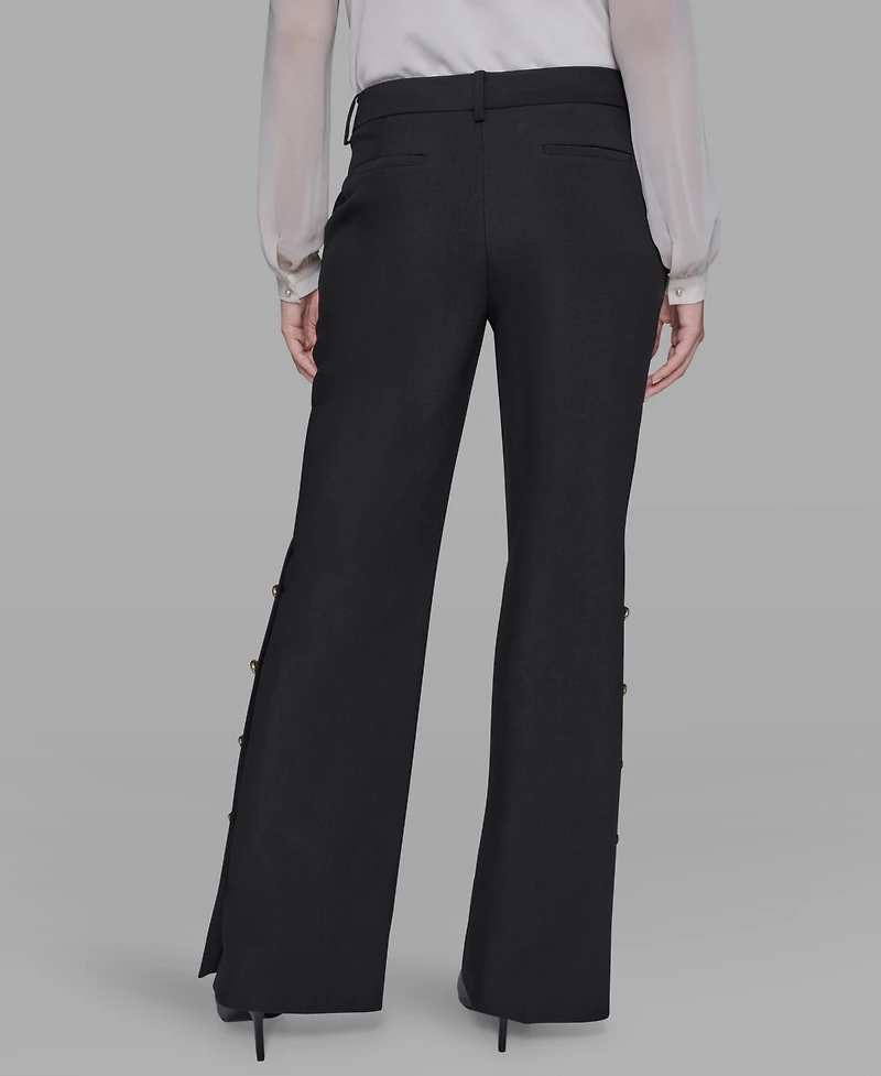 Karl Lagerfeld Paris Women's Mid-Rise Flared Pants