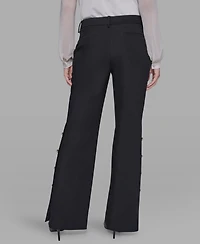 Karl Lagerfeld Paris Women's Mid-Rise Flared Pants