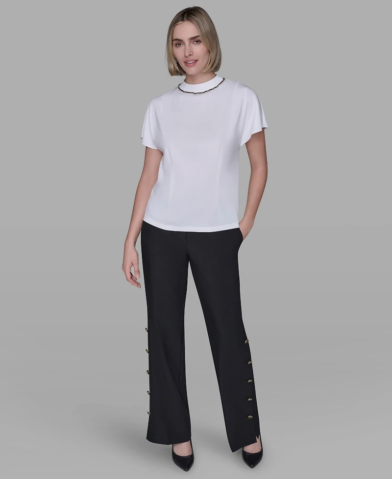 Karl Lagerfeld Paris Women's Mock Neck Top