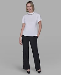 Karl Lagerfeld Paris Women's Mock Neck Top