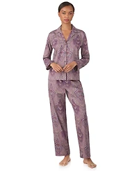 Lauren Ralph Petite 2 Piece Long Sleeve Top and Pants Pajama Set