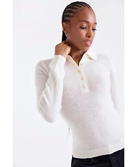 1982 Women's Amaya Cashmere Button Detail Polo Top
