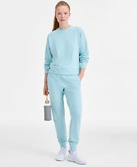 Id Ideology Women's Ottoman-Rib Jogger Pants, Created for Macy's