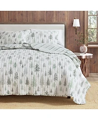 Linery & Co. Rustic Lodge Trees Microfiber Quilt Set With Shams
