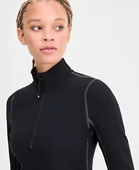 Id Ideology Women's Studio Quarter-Zip Contrast-Stitch Top, Macy's Exclusive