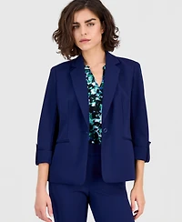 Ak Anne Klein Petite Notched-Collar One-Button Jacket