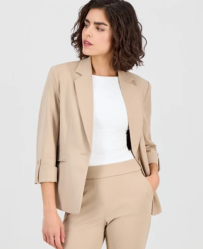 Ak Anne Klein Women's Notch-Collar Cool Crepe Jacket