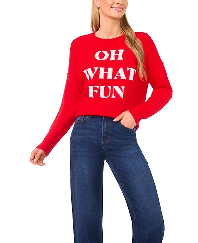 CeCe Women's Oh What Fun Crewneck Sweater