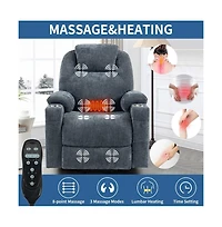 Lift Recliner Chair with Massage, Heat & Usb Charging, Chenille Upholstery, Cup Holders, 350 Lbs Support-Maison Boucle
