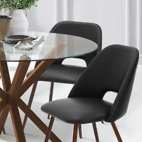 Maison Boucle Elegant 5-Piece Dining Set: 39.4-Inch Round Glass Table with 4 Chic Chairs for Modern Spaces-Maison