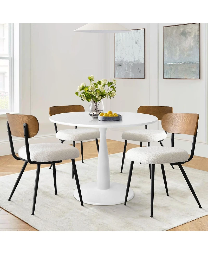 Elegant 5-Piece Dining Set Featuring a 35-Inch Round Table with 4 Stylish Chairs for Modern Dining Spaces-Maison Boucle