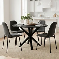 5-Piece Modern Dining Set with 39.5 Inch Round Table and 4 Chairs, Multiple Color Options for Kitchen & Room-Maison Boucle
