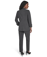 Calvin Klein Petite Pinstripe Pattern Rollback Cuff Open Front Jacket