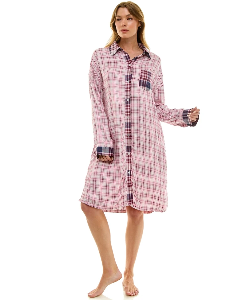 Roudelain Women's Collared Sleepshirt