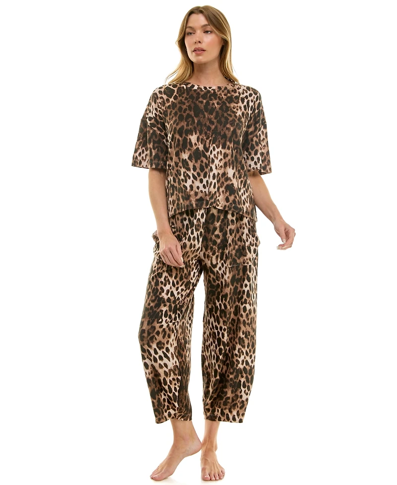 Roudelain Women's Boxy T-Shirt and Barrel Leg Pants Set