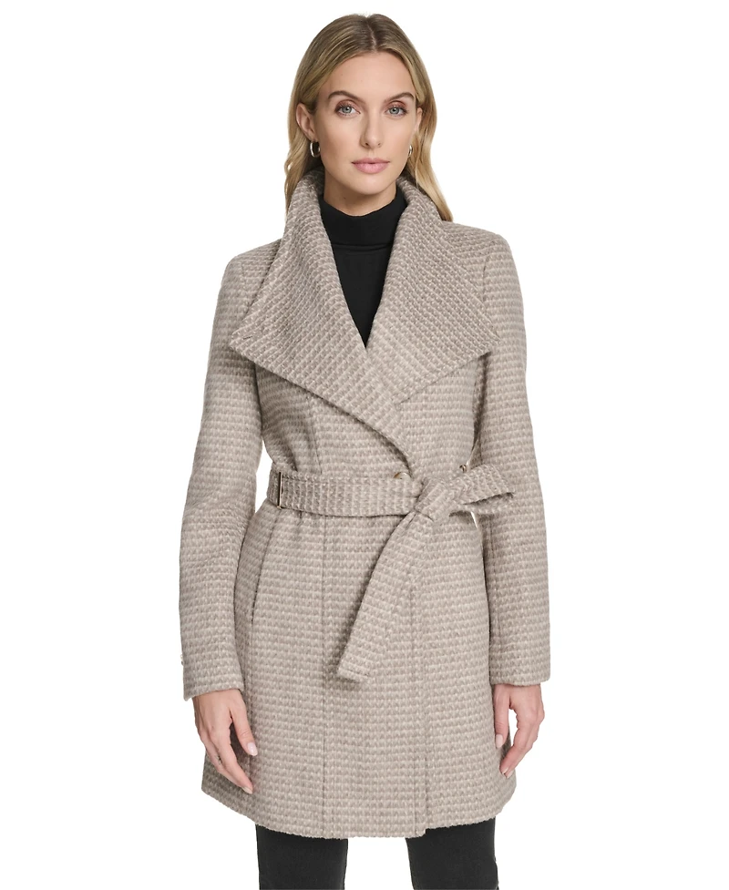 Calvin Klein Women's Asymmetrical Belted Wrap Coat