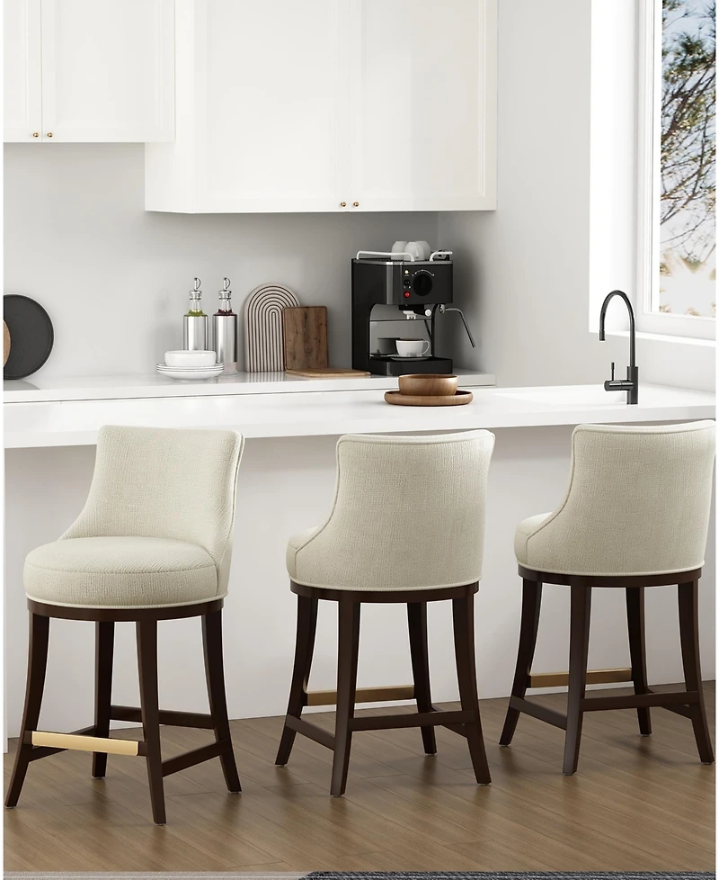 Manhattan Comfort Lucia 37.2" Chenille Upholstered Counter Stool