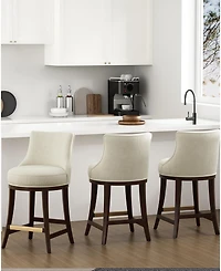 Manhattan Comfort Lucia 37.2" Chenille Upholstered Counter Stool