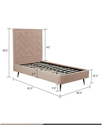 Manhattan Comfort Crosby Modern Twin-Size Velvet Upholstered Bedframe and Headboard