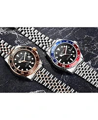 Stuhrling Meridian 3968 Men s Gmt Diver Watch – Quartz Movement, 42mm Stainless Steel Case, Black Dial, Red/Blue Bezel