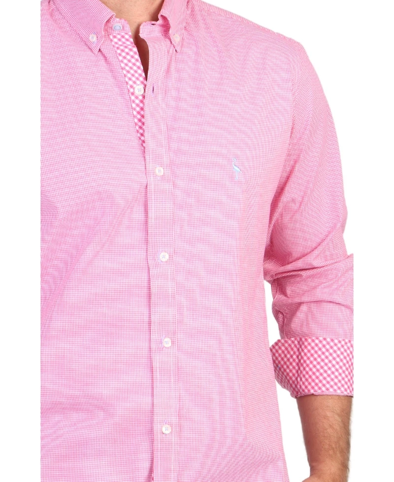Tailorbyrd Big & Tall Mini Gingham Cotton Stretch Long Sleeve Shirt