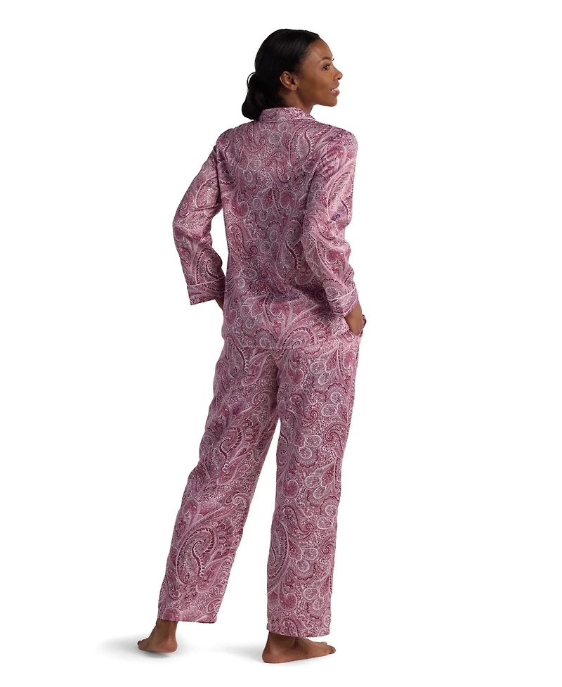 Miss Elaine Women's 2-Piece Paisley Printed Top and Pants Pajama Set
