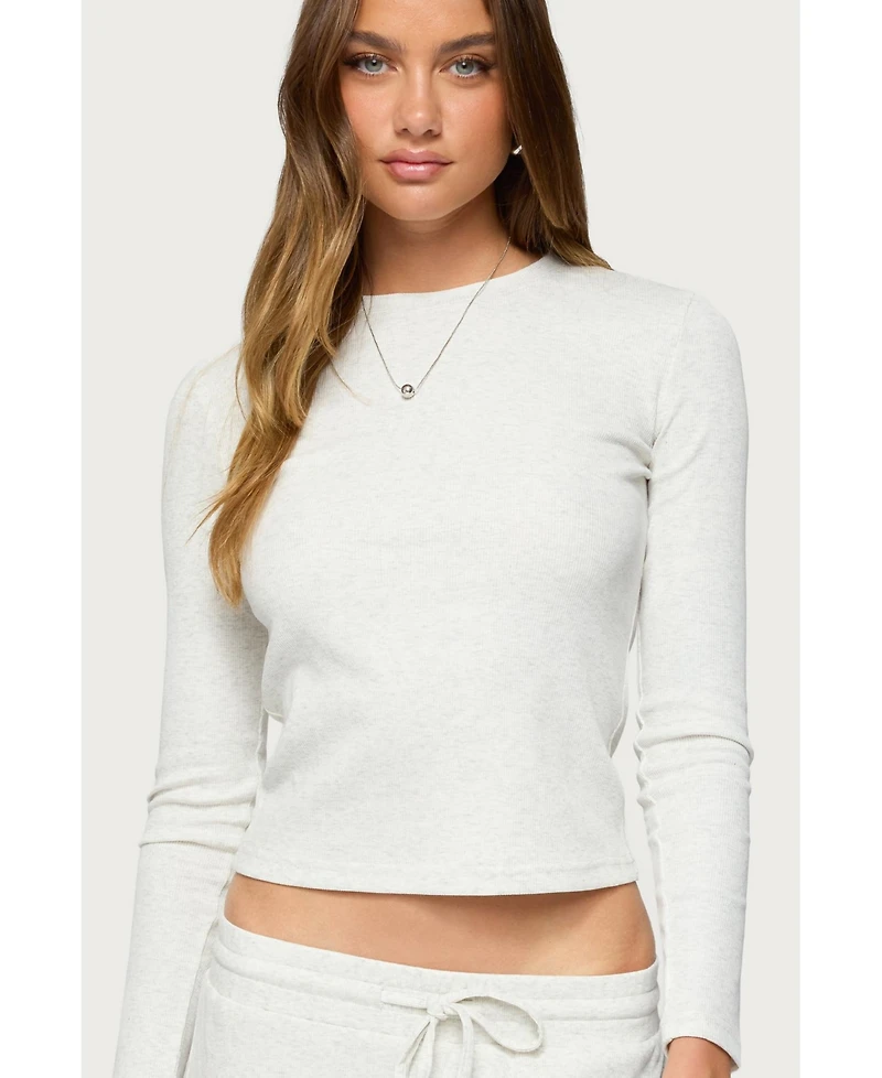 Edikted Women's Cicilia Long Sleeve Ribbed T Shirt