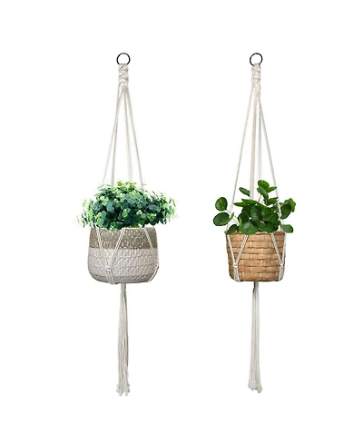 Alladinbox Macrame Plant Hanger 2-Pack Indoor Outdoor Hanging Planter Holder