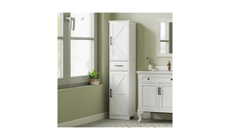 Slickblue Compact Bathroom Cabinet with Doors and Drawers for Clutter-Free Bathroom Storage