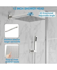 gaomon Bathroom Shower Faucet Set, 12 Inch Rainfall Shower Head With Handheld Combo, Wall Mounted Shower System Shower Fixtures With Pressure-Balanced
