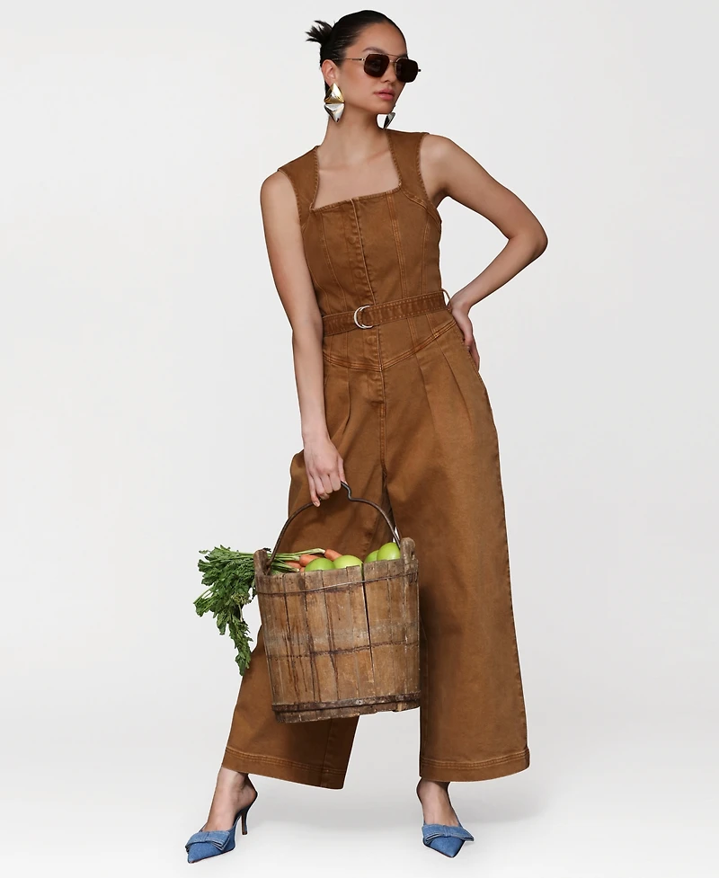 Avec Les Filles Women's Square Neck Culotte Jumpsuit