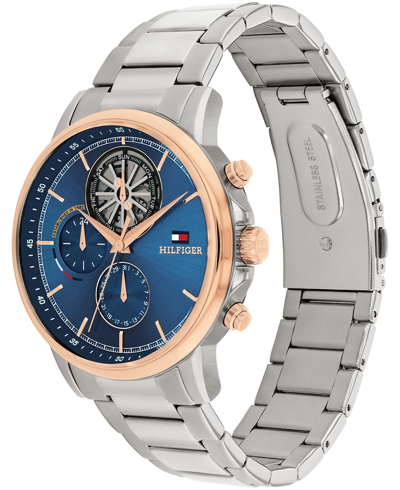 Tommy Hilfiger Men's Multifunction Silver Tone Stainless Steel Bracelet Watch