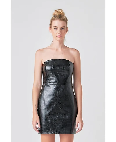 Grey Lab Women's Strapless Faux Leather Mini Dress
