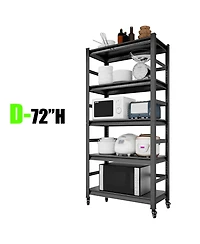 Flynama 72"H Heavy Duty Storage Shelves Adjustable 5-Tier Metal Shelving Unit with Wheels