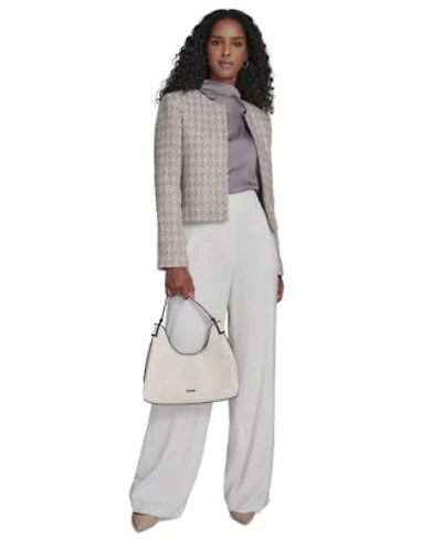 Calvin Klein Womens Tweed Open Front Jacket Wide Leg Pants
