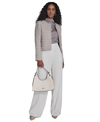 Calvin Klein Womens Tweed Open Front Jacket Wide Leg Pants