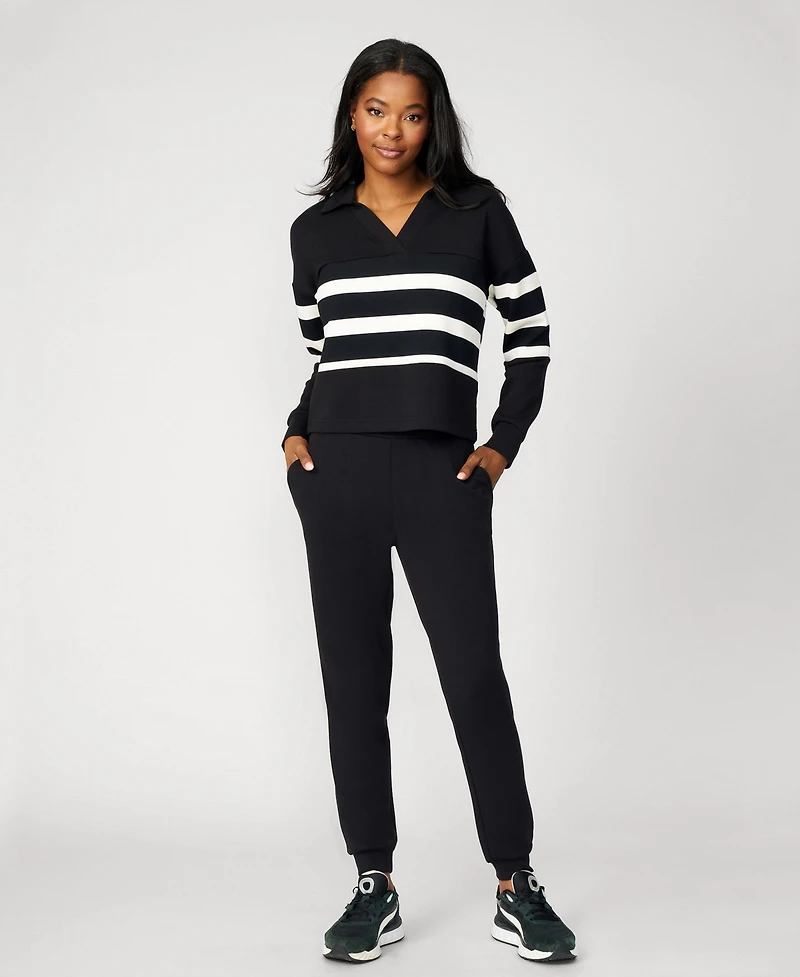 Cable & Gauge Women's Striped Polo Jogger Lounge Set