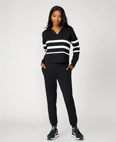 Cable & Gauge Women's Striped Polo Jogger Lounge Set