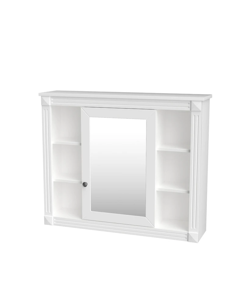 Slickblue Wall-Mount Storage Cabinet with Mirror and 6 Open Shelves for Bathroom
