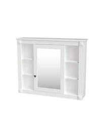Slickblue Wall-Mount Storage Cabinet with Mirror and 6 Open Shelves for Bathroom