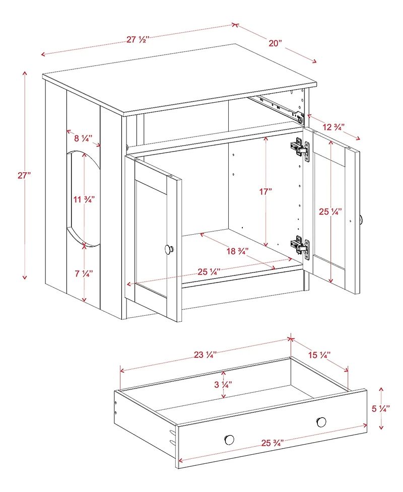 Palace Imports 100% Solid Wood Ziva 2-Door Cat Litter Box Enclosure