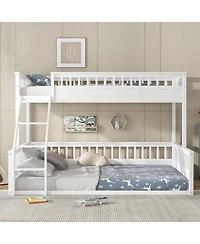 Streamdale Furniture Twin Xl over Queen Bunk Bed with Ladder and Guardrails White