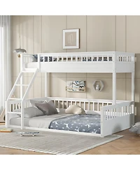 Streamdale Furniture Twin Xl over Queen Bunk Bed with Ladder and Guardrails White