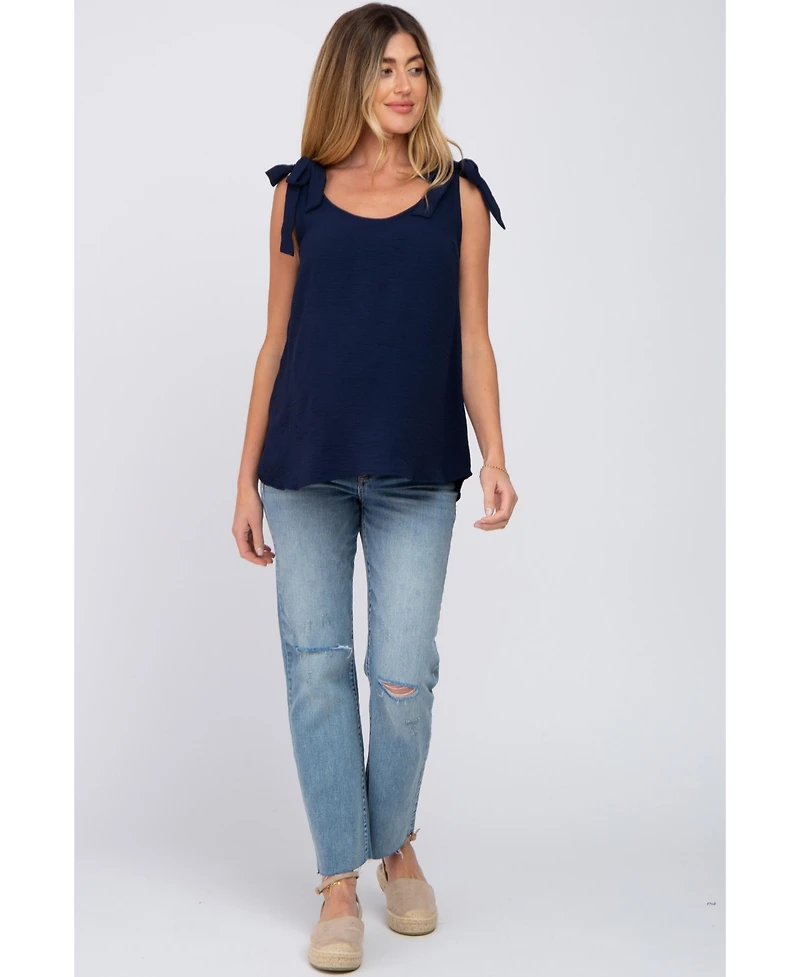 Pinkblush Maternity Navy Blue Shoulder Bow Tank Top