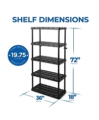 Gracious Living 5 Shelf Knect-a-Shelf Ventilated Heavy Duty Storage, Black 2Pack