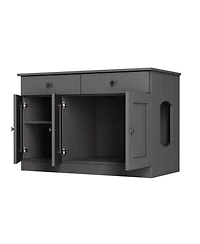 Palace Imports 100% Solid Wood Ziva 3-Door Cat Litter Box Enclosure