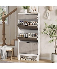 gaomon Shoe Storage Cabinet with 3 Flip Drawers and 1 Drawer, Entryway Shoe Organizer with Adjustable Shelves and Metal Legs, Space-Saving Narrow Rack